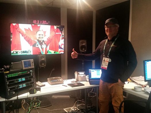 Doug McClement in the Audio Production Quality Control Room of the International Broadcast Centre for Olympic Broadcast Systems.